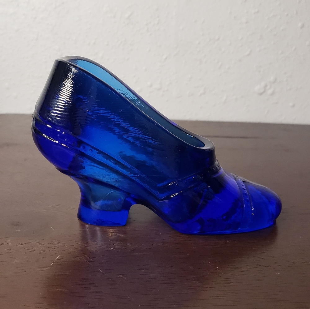 Vintage Cobalt Glass Slipper - Picture 1 of 8